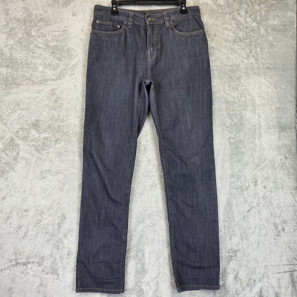 PrAna Breathe Jeans Mens 32x33 Gray Dark Wash Slim Straight Stretch Denim Pants